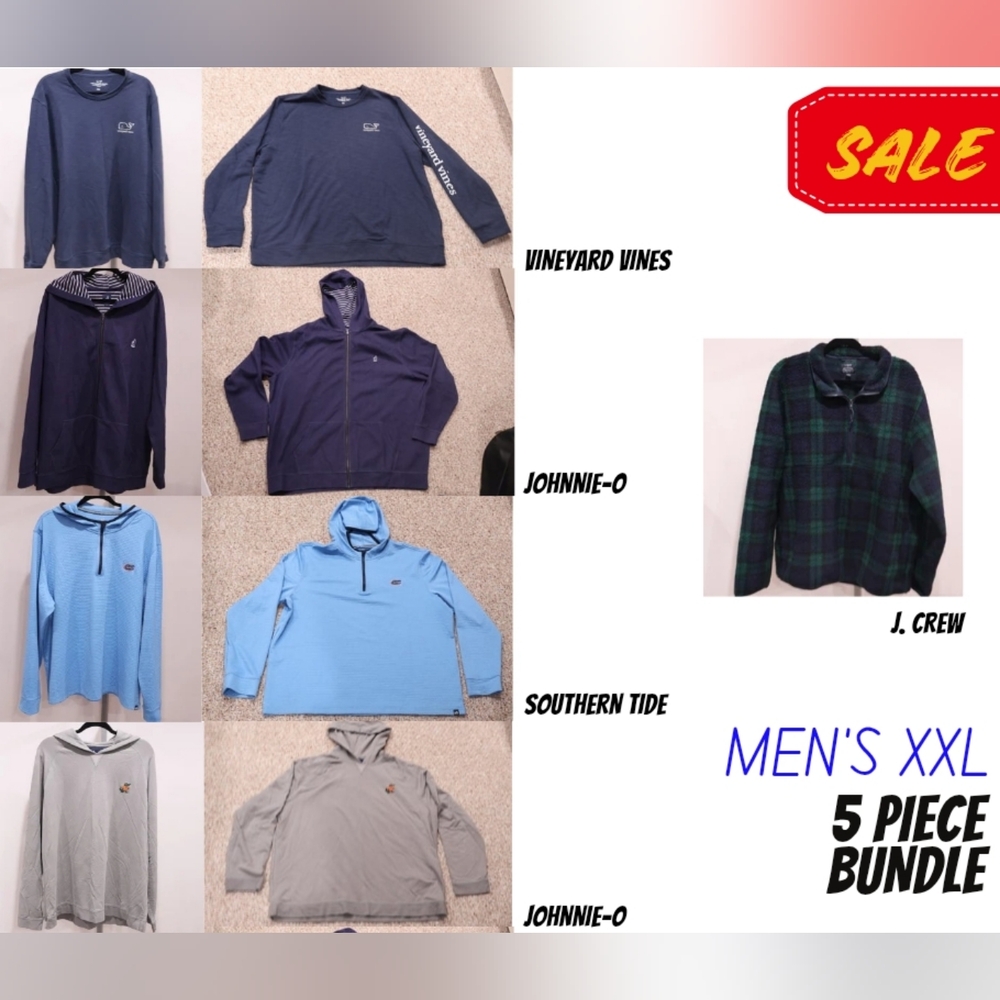 5-Piece Bundle 🎁 Men's XXL Fleece And Long Sleeve Sweatshirts 🛍️